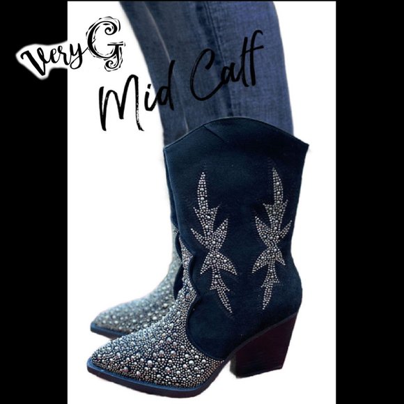 Very G Black and Silver Heeled Boots - Picture 3 of 8